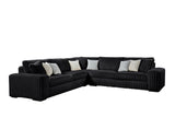 side view of Marshmallow Black Oversize Corduroy Fabric Sectional sectional sofa