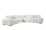 Side view of Marshmallow Beige Oversized Corduroy Fabric Sectional sofa