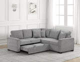 side view of Ariel Gray sectional sofa with USB charging ports