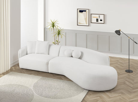 Mia Beige Boucle Fabric Sectional Sofa side profile view