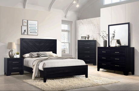 Kiara Dark Charcoal Panel Bedroom Set main view showing bed