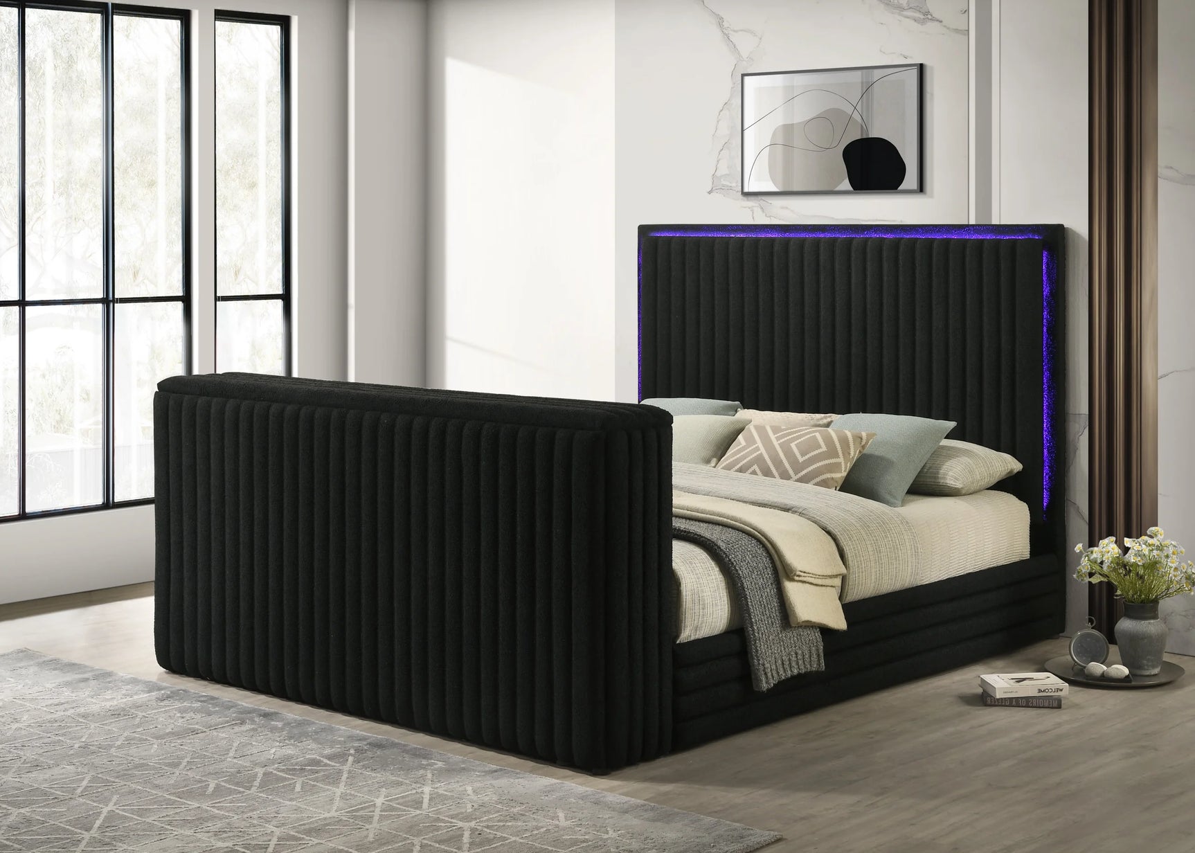 Headboard with multi-color LED lights detail