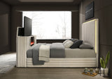 Bluetooth speaker and TV stand in footboard