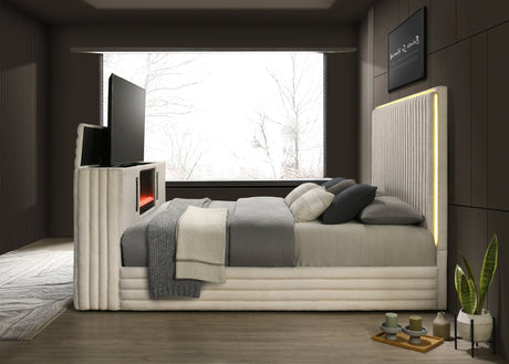 Bluetooth speaker and TV stand in footboard