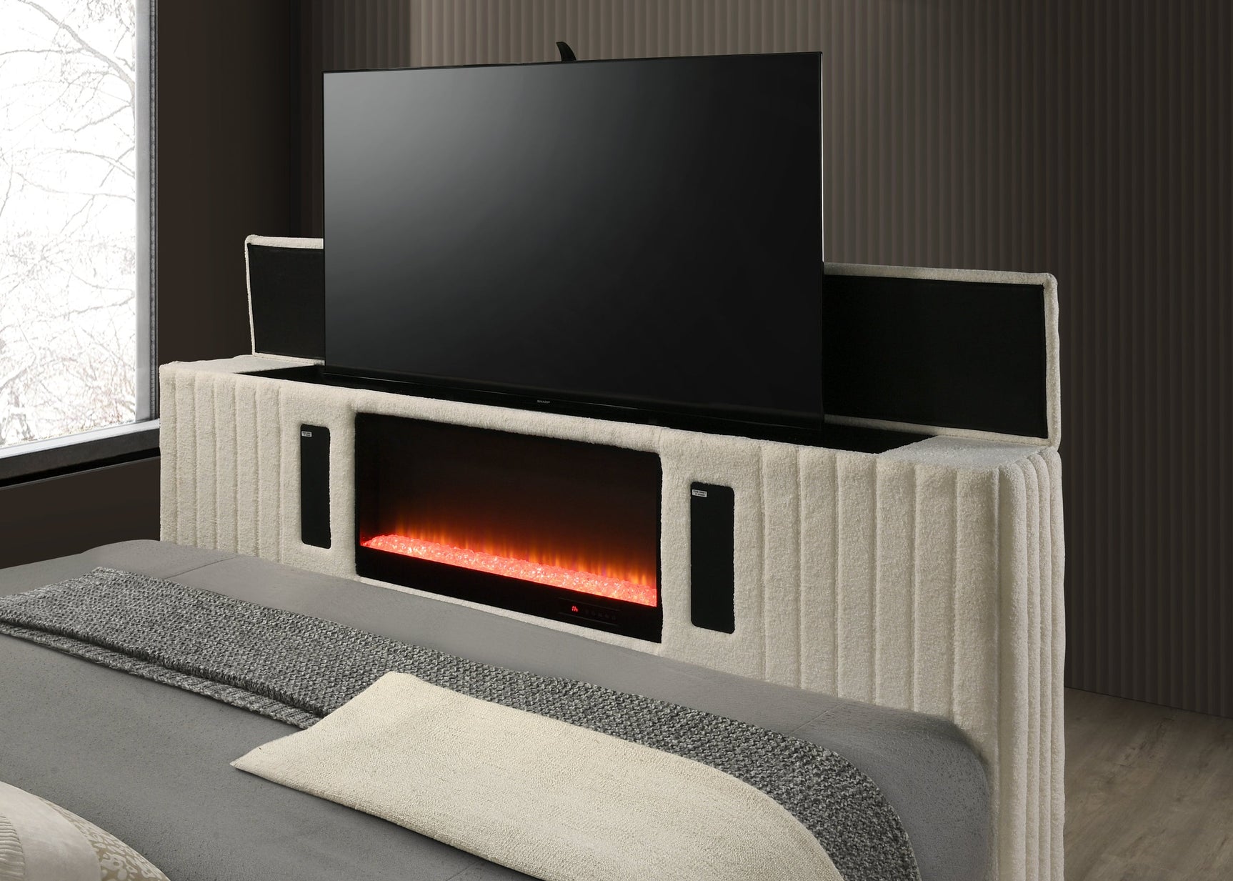Headboard with multi-color LED lighting on Villa king bed