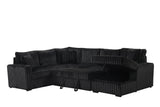 close-up detail of Sonic Black fabric upholstery on sectional sofa