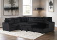 main view of Sonic Black fabric sectional sofa with pull-out bed