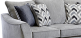 Close-up detail of gray chenille upholstery on Selina Sofa and Loveseat Set
