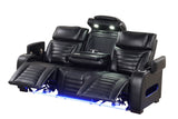 Tokyo Black loveseat with Bluetooth speaker and reclining features
