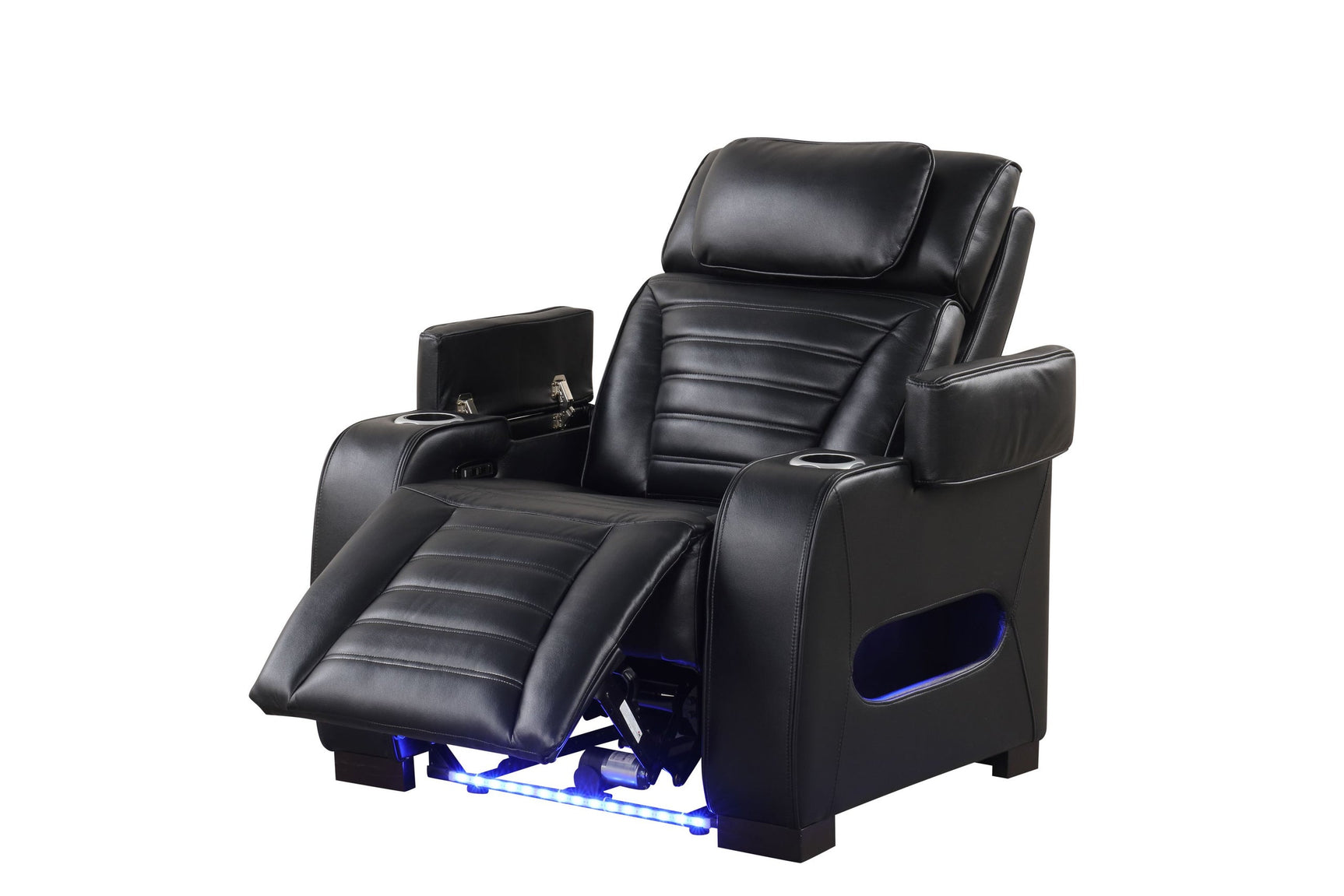 Side view showing power reclining and armrest storage