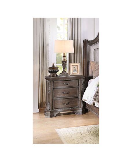 Dora brown and gray nightstand front view