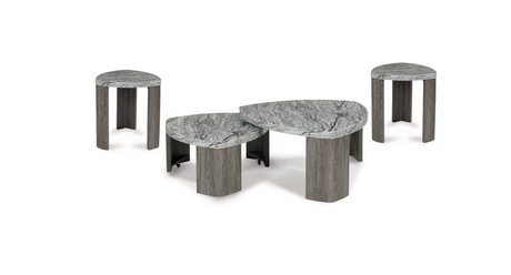 Till Gray and Brown Cocktail Table, front angle showing extended surface