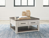 Taurus Beige Lift Top Cocktail Table side angle