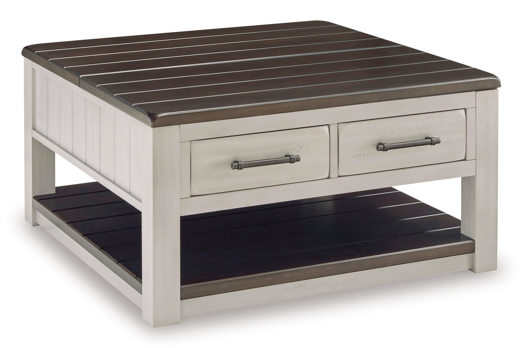 Taurus Beige Lift Top Cocktail Table showing lift-top open