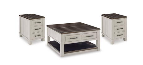 Cocktail table with planked wood effect and USB ports side view