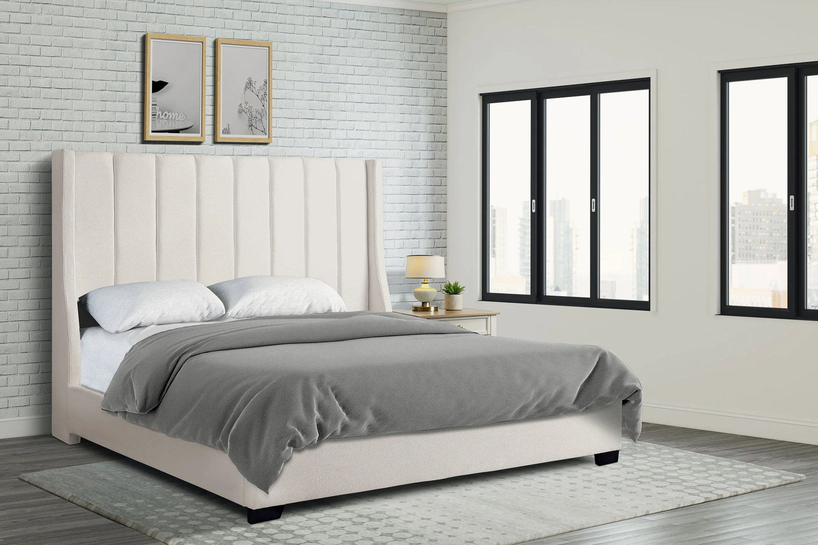 Harry Ivory Upholstered King Bed