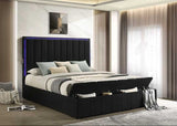 Florence Black Upholstered Storage Platform King Bed from Decor Furniture
