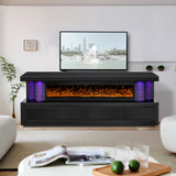 Multi-color dimmable LED lights glowing on A98 TV stand