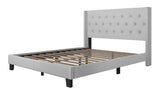 Hikaru Gray Upholstered Tufted Platform Twin Bed - side view