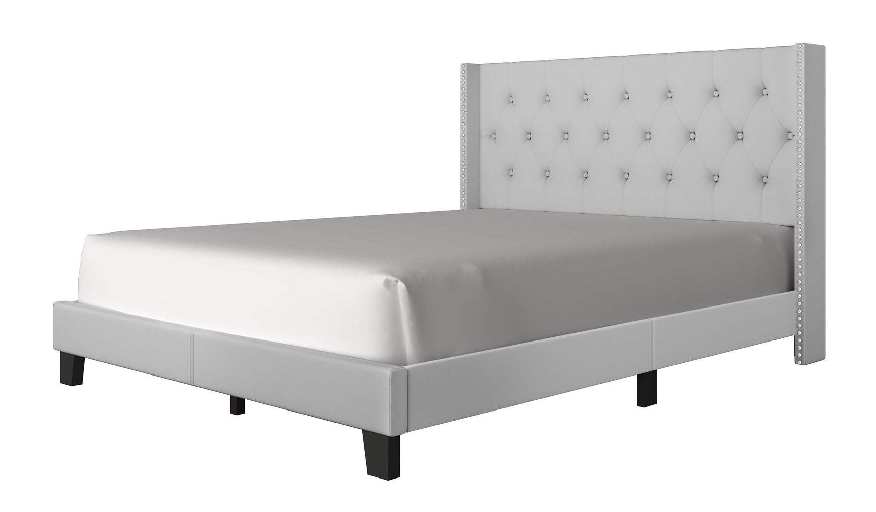 Side angle of Hikaru Full Bed showing tufted design
