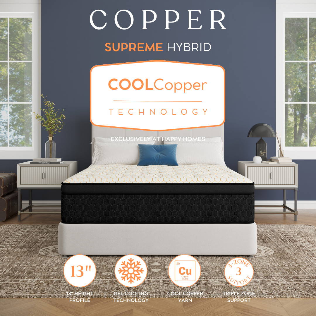 Copper Supreme Hybrid 13" King Mattress close-up of fabric and layers