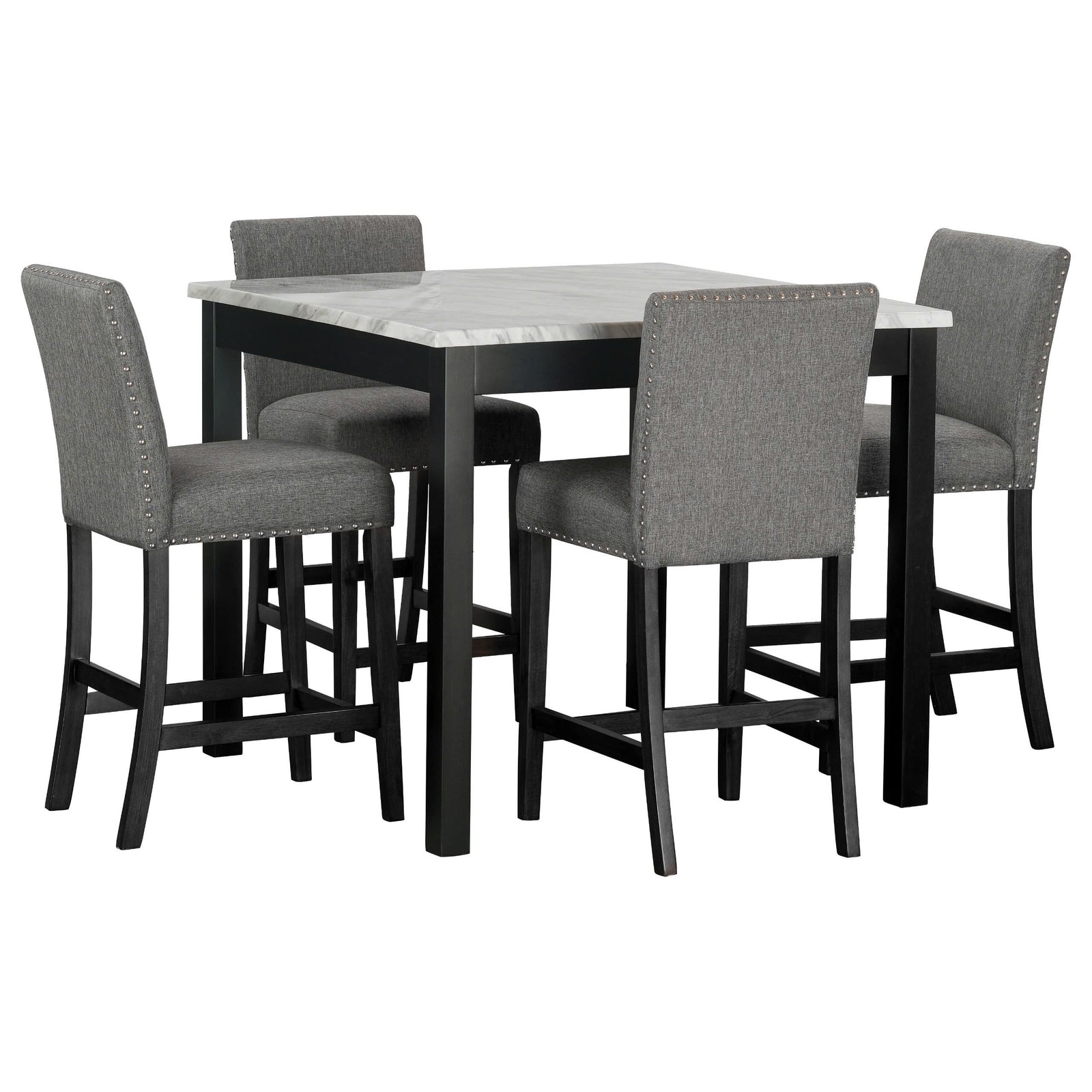 main view of Dior Gray Pub Table + 4 Chair Set furniture