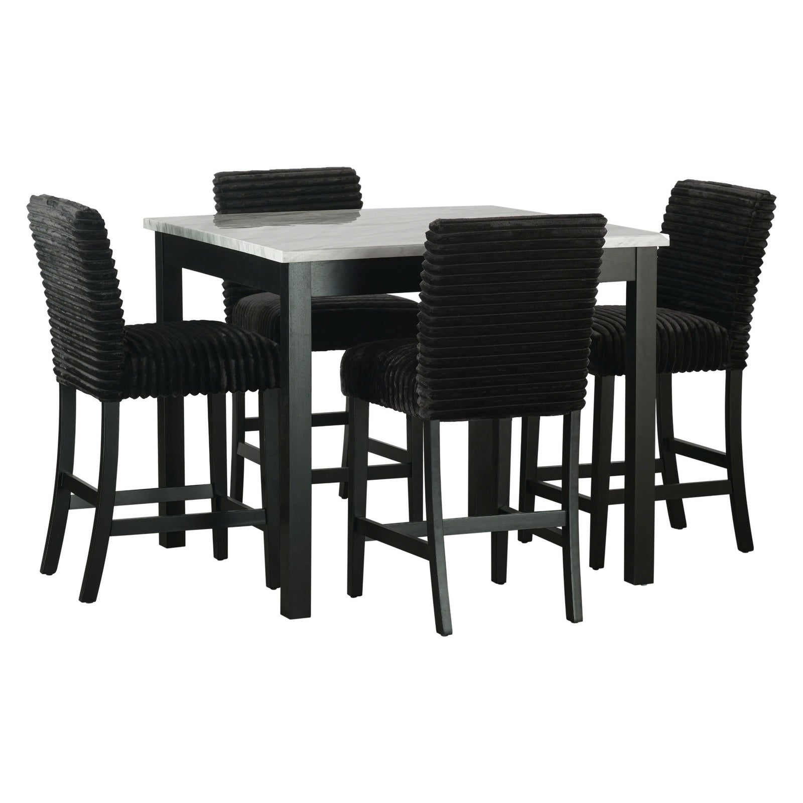 main view of Dior Black Pub Table + 4 Chair Set furniture