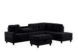 Side view of Heights Black Reversible Sectional Sofa with Storage Ottoman