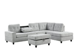 Side view of Heights Light Gray Reversible Sectional with Ottoman