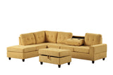 Close-up detail of mustard water-resistant fabric on Heights Sectional