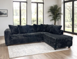 main view of FiveTen Black Velvet Sectional sectional sofa