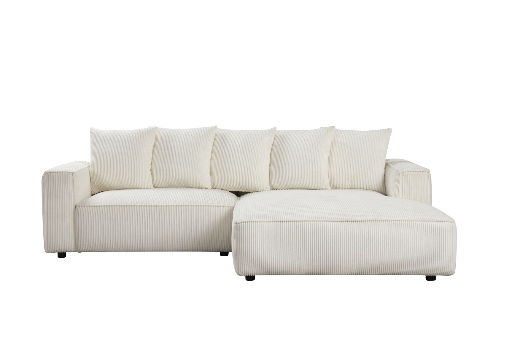 Side view of the Romeo White Sectional sofa showcasing seating depth