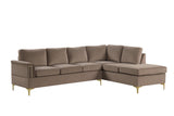 Vogue Latte Velvet Sectional sofa side angle view