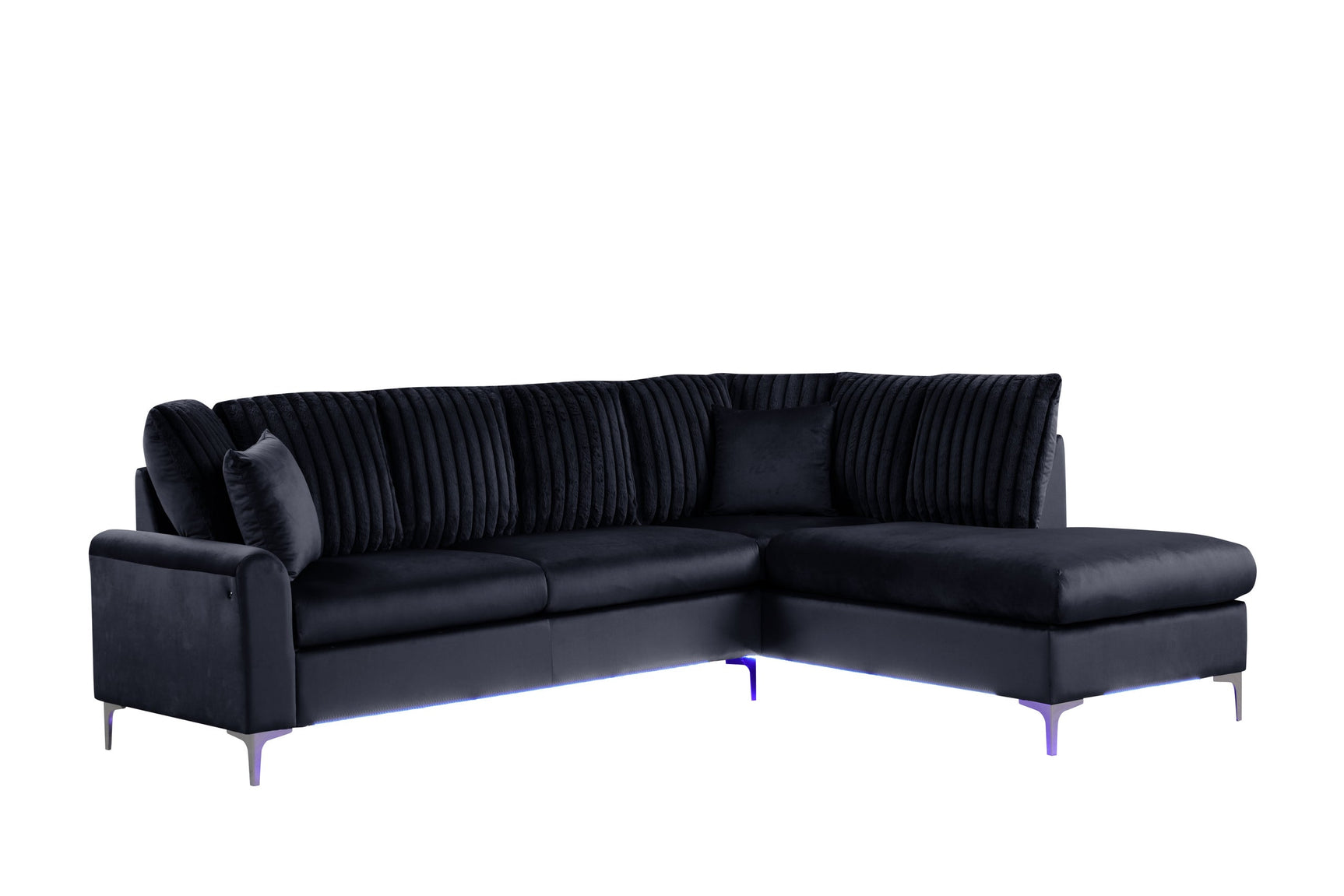 Candy Black LED Sectional Sofa side view