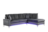 Side view of Candy Charcoal Sectional Sofa with LED Lighting
