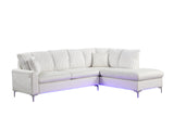 Side view of Candy Beige Sectional Sofa with LED lighting