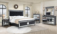 main view of Baron Silver Black Upholstered Tufted Panel Bedroom Set bed