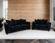 FiveTen Black Velvet Sofa and Loveseat Set front view