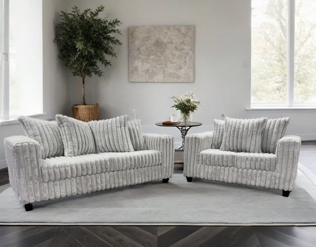 FiveTen Gray Velvet Sofa front angle