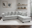 FiveTen Gray Velvet Sectional Sofa front angle view