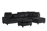 detail view of Heights Black Cord Fabric Reversible Sectional + Ottoman sectional sofa