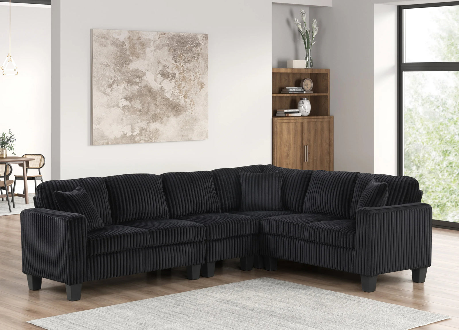 main view of Logan Onyx Cords Reversible Sectional sectional sofa
