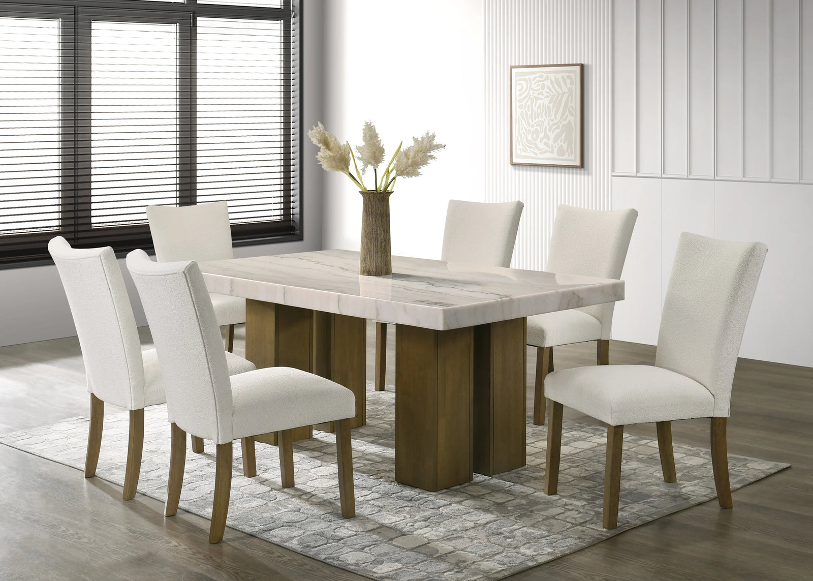 main view of Capri Genuine Marble Table + 6 Chairs furniture