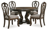 Side angle of Dunkan dining table showing chair design