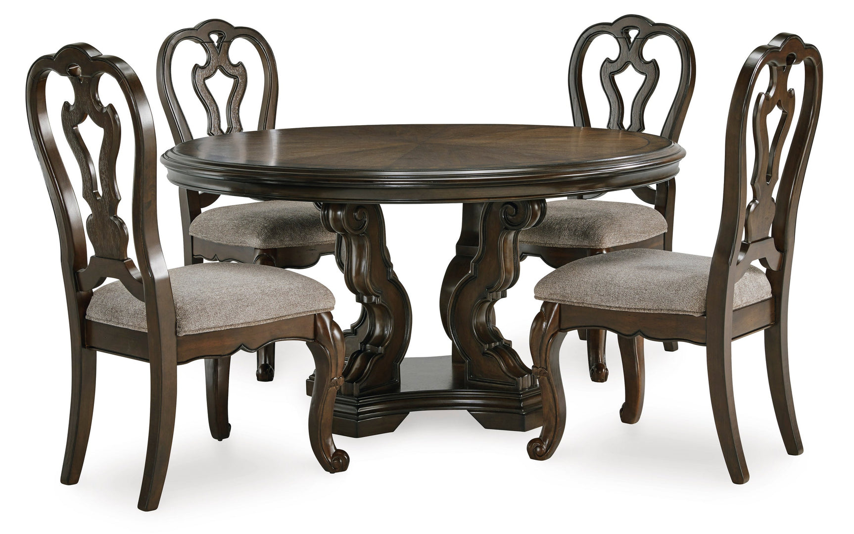 Side angle of Dunkan dining table showing chair design