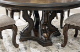 Close-up detail of Dunkan dining set dark cherry finish