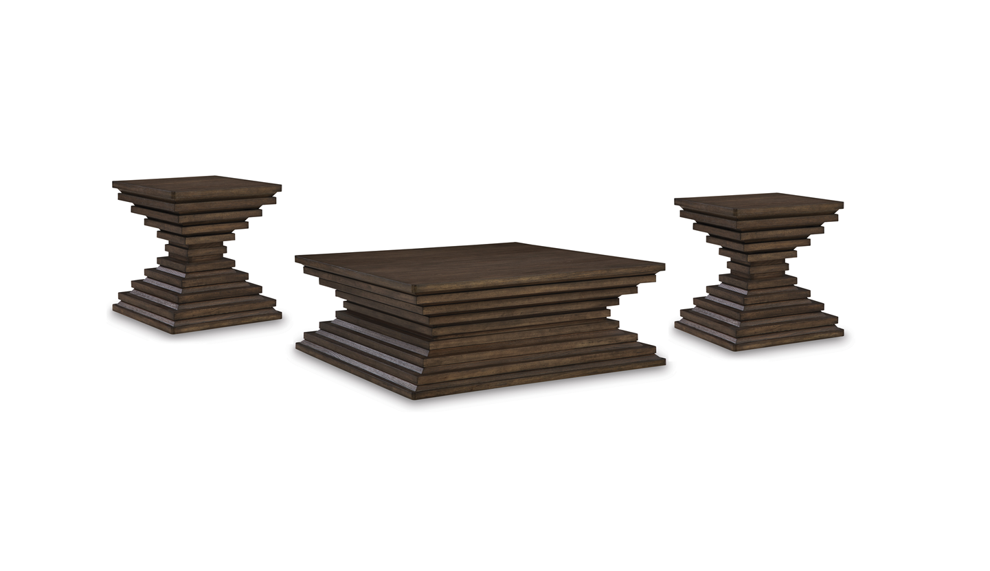 Hannodream warm brown coffee table front angle