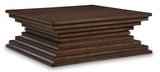 Warm brown end table with drawer and lower shelf