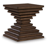 Occasional table set showing coffee and end table together in warm brown finish