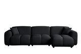 Room view of Bella Black Boucle Sectional sofa in living room
